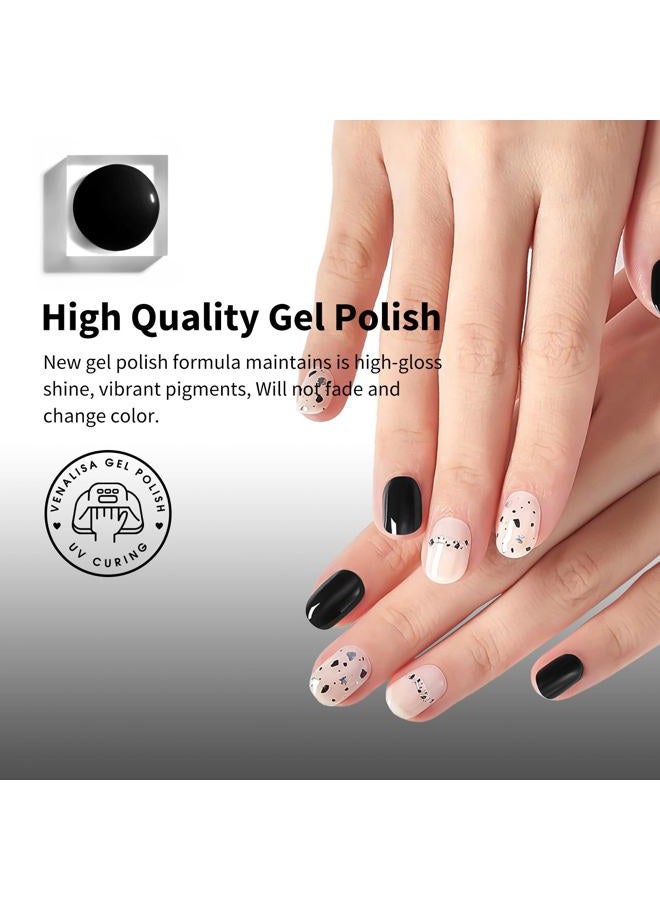 V VENALISA VENALISA Gel Nail Polish, 12ml Black Color Soak Off UV LED Nail Gel Polish Nail Art Starter Manicure Salon DIY at Home, 0.43 OZ - Image 5