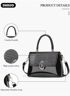DUNISO Women's Fashion Handbag Faux Leather Crossbody Bag For Women Large Capacity Bow Trim Tote Bags Top Handle Satchel Fashionable Travel Shoulder Bag For Ladies  - Image 2