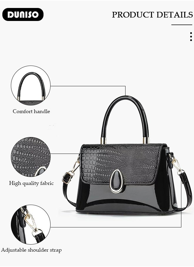 DUNISO - Women's Fashion Handbag Faux Leather Crossbody Bag For Women Large Capacity Bow Trim Tote Bags Top Handle Satchel Fashionable Travel Shoulder Bag For Ladies - Image 1