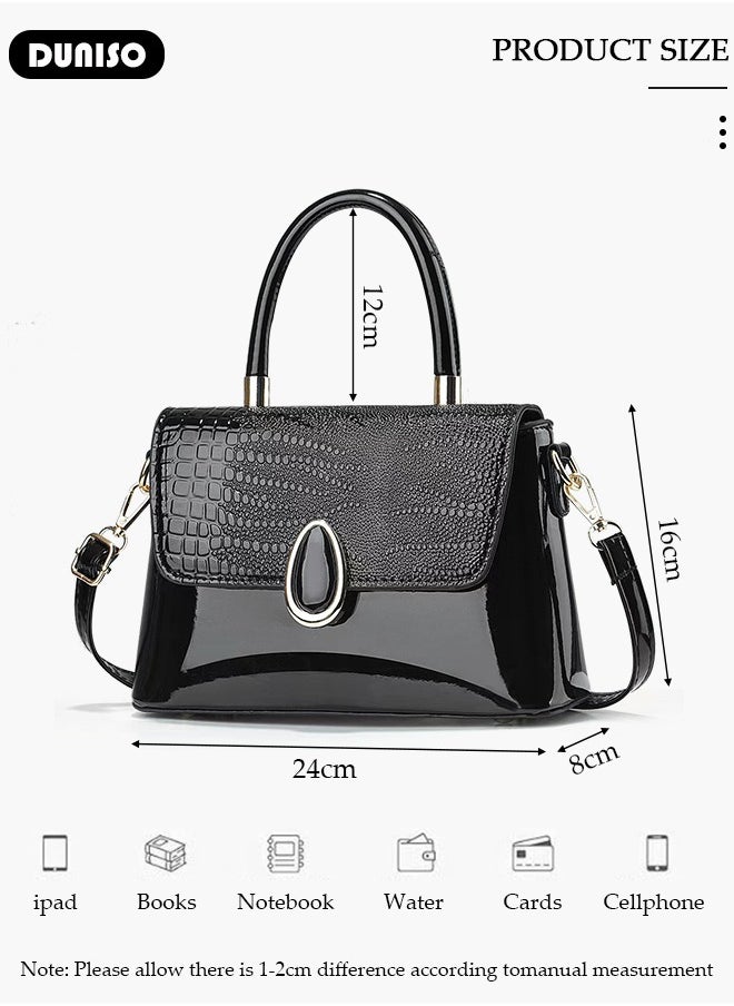 DUNISO - Women's Fashion Handbag Faux Leather Crossbody Bag For Women Large Capacity Bow Trim Tote Bags Top Handle Satchel Fashionable Travel Shoulder Bag For Ladies - Image 1