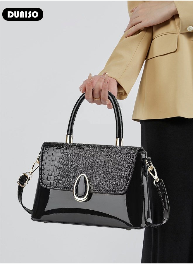 DUNISO - Women's Fashion Handbag Faux Leather Crossbody Bag For Women Large Capacity Bow Trim Tote Bags Top Handle Satchel Fashionable Travel Shoulder Bag For Ladies - Image 1
