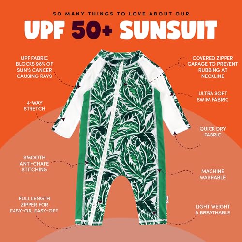 SwimZip Boys' Long-Sleeve UPF 50+ Swimsuit for Baby, Toddler, & Little Boys Green - Image 2