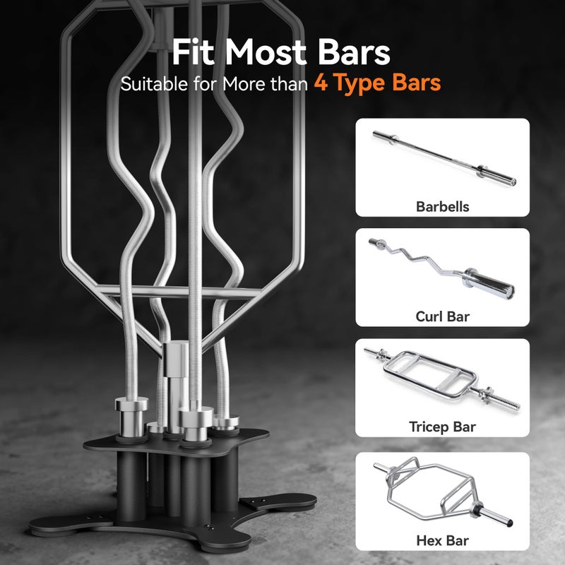 Josmimic Vertical Barbell Storage Rack - 5-Bar Barbell Holder Floor Stand, 2-Inch Olympic/Curl Bar Compatible, with Protective Sleeve Inserts, Organizer for Home & Garage Gym - Image 3
