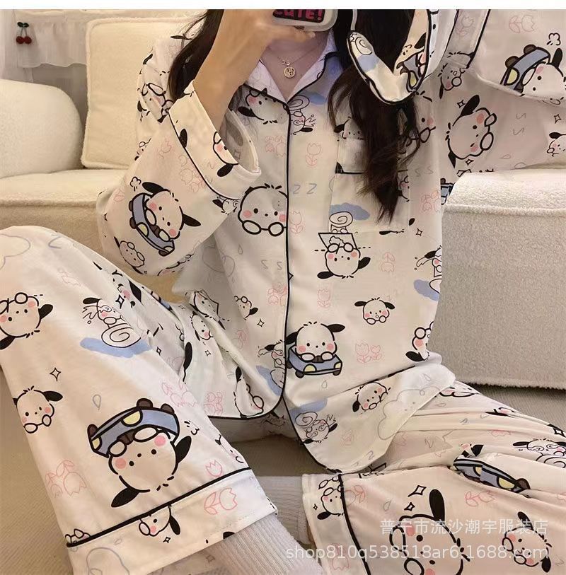 A Variety Of Milk Silk Home Wear Free Size Pajamas Women'S Thailand Southeast Asia New Lapel Cardigan - Image 1