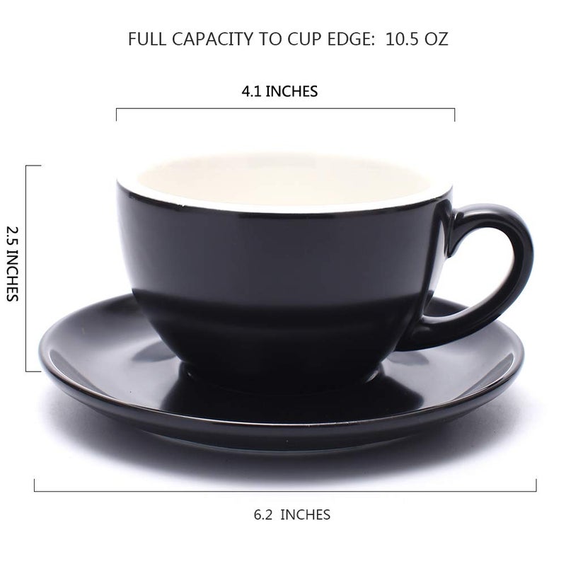 Coffeezone Ceramic Cup and Saucer Cappuccino Latte Art and Manual Brew Coffee (Matte Black, 8.5 oz) - Image 2