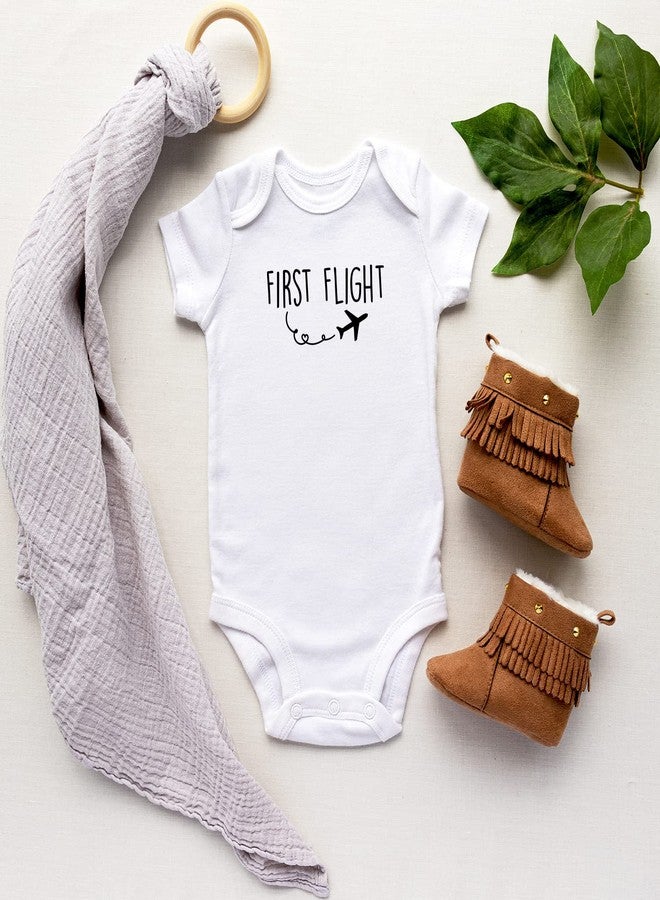 Printique Organic Baby One Piece Short Sleeve Cute Funny , 0-12 Months - First Flight BodySuit, White, 6-9 Months - Image 2