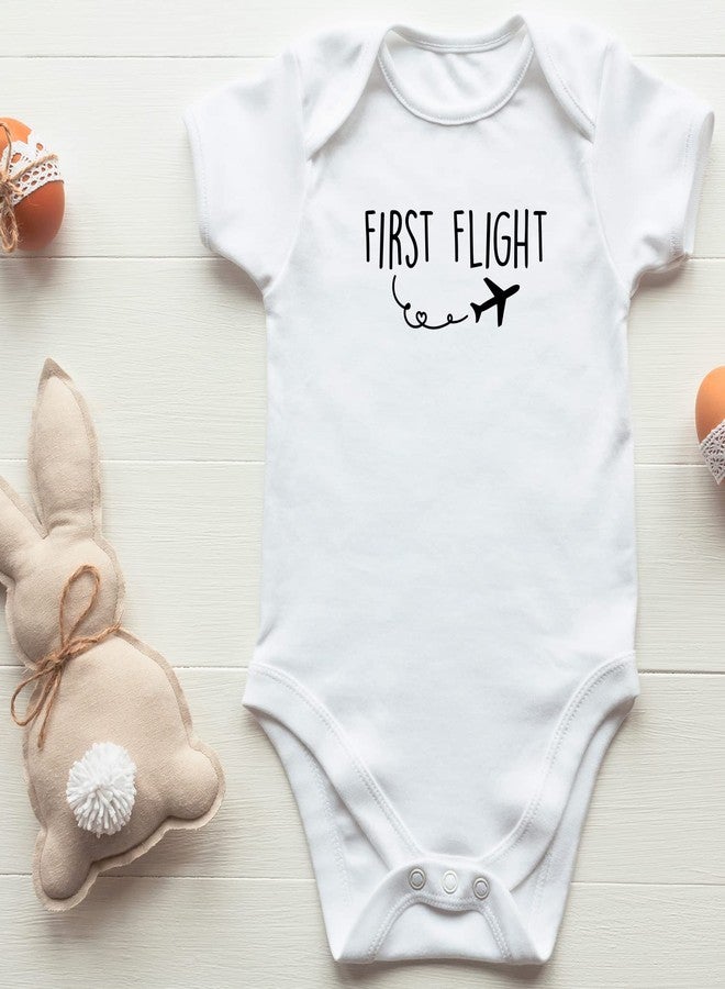 Printique Organic Baby One Piece Short Sleeve Cute Funny , 0-12 Months - First Flight BodySuit, White, 6-9 Months - Image 3