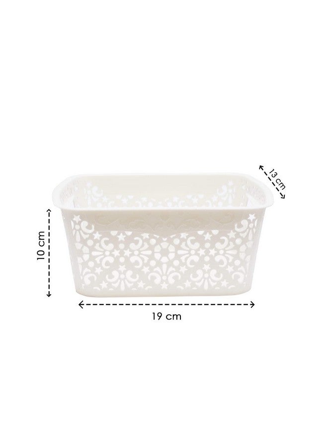 SIMPARTE Plastic Turkish Basket for Kitchen | Vegetables | Toys | Books | Office | Stationery | Utility | Cosmetics | Accessories | Closet | Wardrobe |Cream|Set of 3(2small, 1 medium) - Image 5