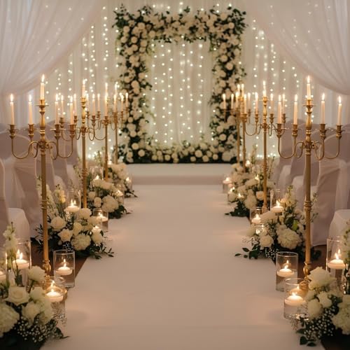 LANLONG Gold Candelabra for Wedding Event Decor, 50'' Tall Floor Candle Holders, 1Pc Metal 5 Arm Candelabra Candle Holder Centerpiece for 5 Candlesticks Party Wedding Aisle Home Decor - Image 5