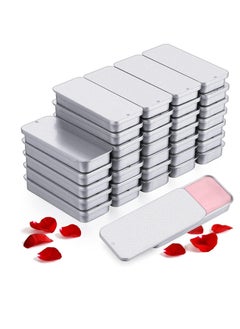 KASTWAVE 40 Pcs Slide Top Tin Small Rectangular Metal Tins Containers with Lids for Lip Balm Candies Jewelry Crafts Pills Storage Kit (Silver, 3.15 x 1.38 x 0.43 Inch)  - Image 1