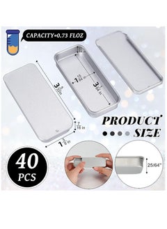 KASTWAVE 40 Pcs Slide Top Tin Small Rectangular Metal Tins Containers with Lids for Lip Balm Candies Jewelry Crafts Pills Storage Kit (Silver, 3.15 x 1.38 x 0.43 Inch)  - Image 2