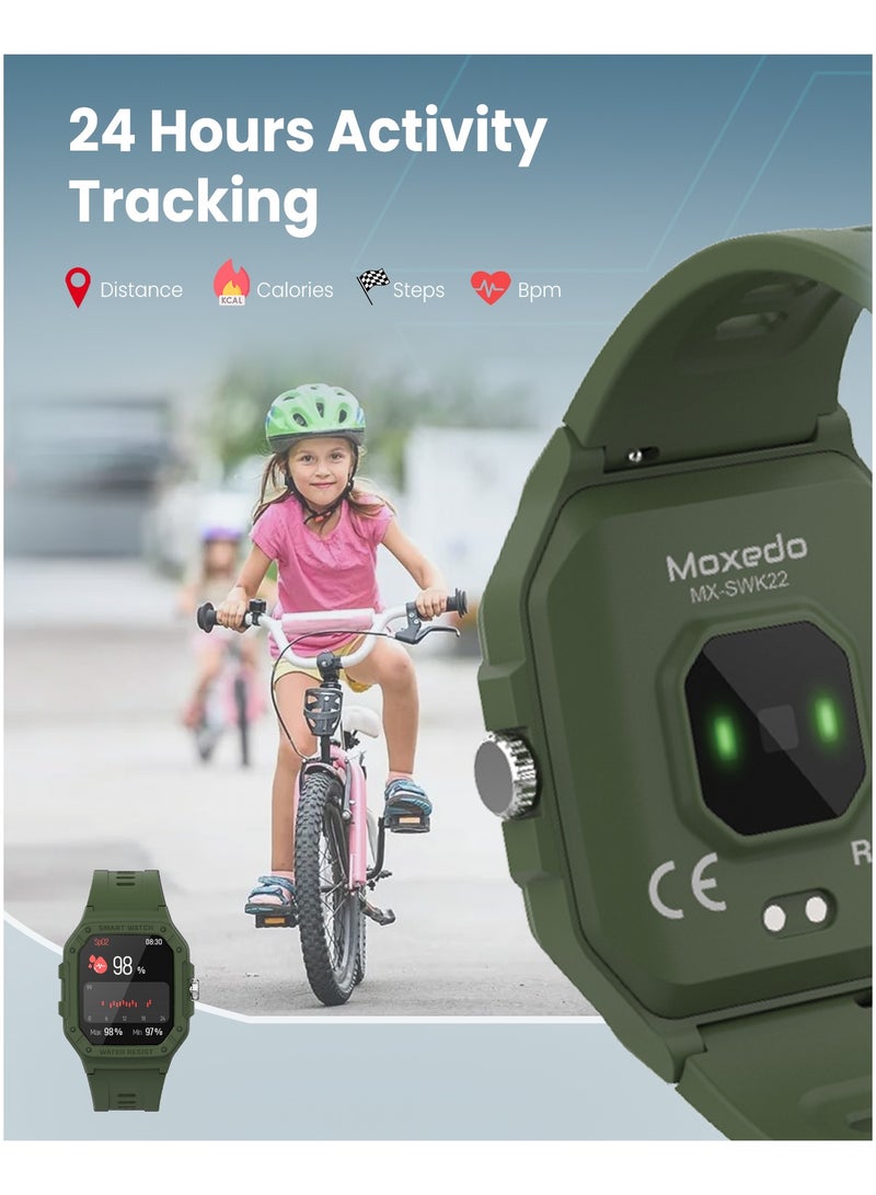 Moxedo Junior SmartWatch 1.7” HD Screen for Girls/Boys with Cool 6 Watch Faces Sleep Mode 22 Sports Modes Alarm Clock Pedometer with Built-in Kids Games (Green) - Image 3