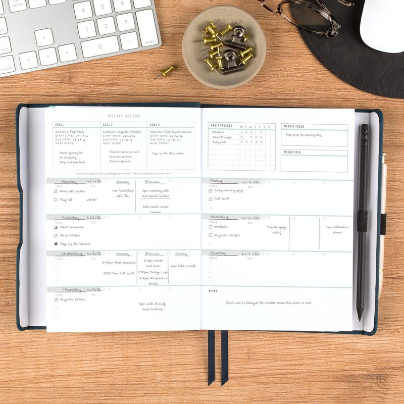 AT-A-GLANCE Foundation Planner, Undated Inspiration Journal, Set Goals, Track Progress, Create Habits, Weekly & Monthly, Small, 5-3/4" x 8-1/4", Blue (FD-200-20) - Image 2