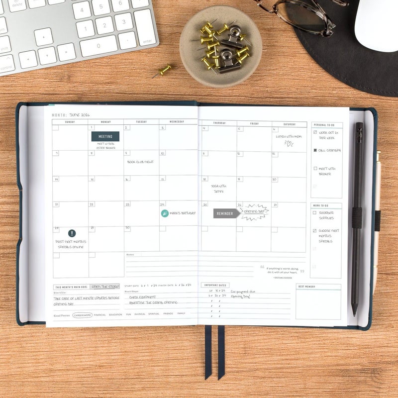 AT-A-GLANCE Foundation Planner, Undated Inspiration Journal, Set Goals, Track Progress, Create Habits, Weekly & Monthly, Small, 5-3/4" x 8-1/4", Blue (FD-200-20) - Image 3