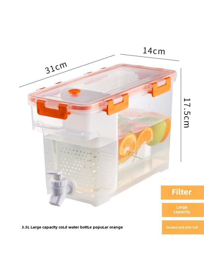 Plastic Cold Water Bottle Food Grade Refrigerator With Faucet 3.5 Liters Cold Water Bucket Cold Bubble Juice Bucket Large Capacity Cold Water Bucket