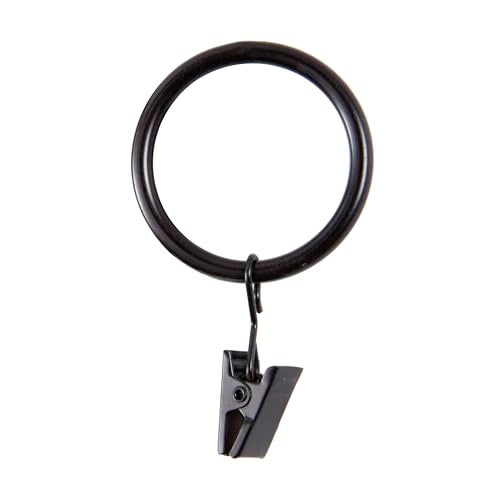 Kenney Clip Rings for 1" to 1-1/4" Diameter Curtain Rods, Black, 14-Pack - Image 1