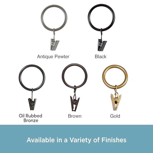 Kenney Clip Rings for 1" to 1-1/4" Diameter Curtain Rods, Black, 14-Pack - Image 5