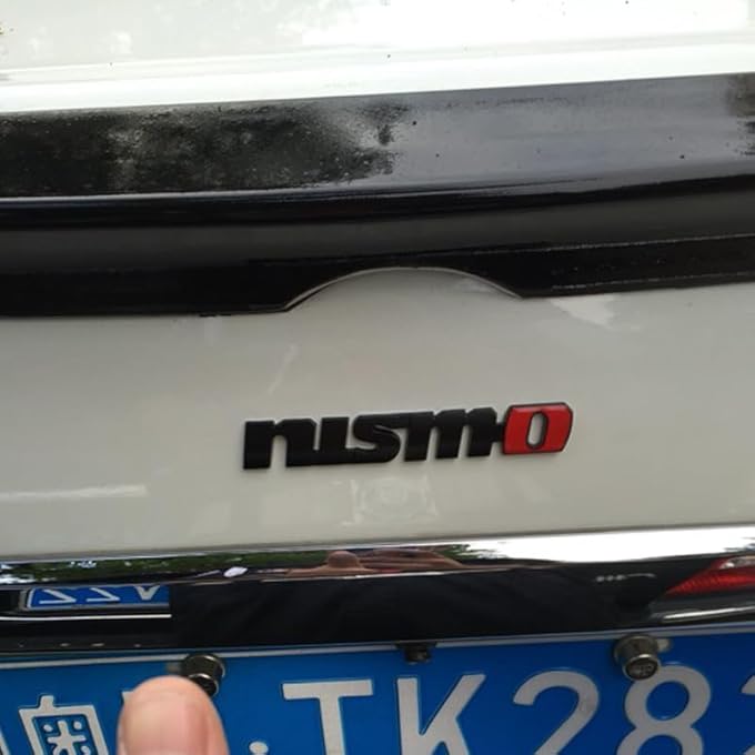 ريحني شعار الرفرف المعدني ثلاثي الأبعاد، صندوق السيارة الخلفي ذيل الجانب ملصقات شعار الشعار، ملصق شارة، تصميم ملصقات إكسسوارات السيارات المتوافقة مع نسخة نيسان نيسمو سيلفر سوداء من ألياف الكربون - Image 5