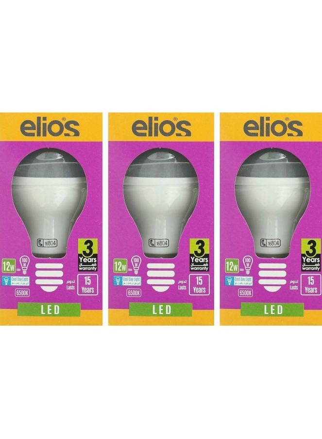 عبود 3 لمبات ليد 12 وات من اليوس - ابيض ناصع