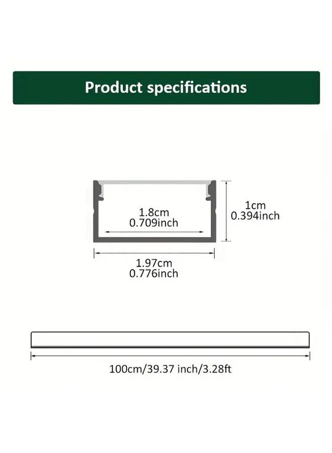 Black Aluminum LED Channel System 1m With Black Diffuser Lids For LED Strip Lights - Image 4