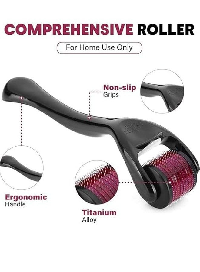 Zekista Derma Roller 0.5mm with 540 Titanium Microneedles for Hair Growth & Skin Care, Beard Growth, Acne Scar Repair, Reusable Facial Microneedling Tool (Black) - Image 2