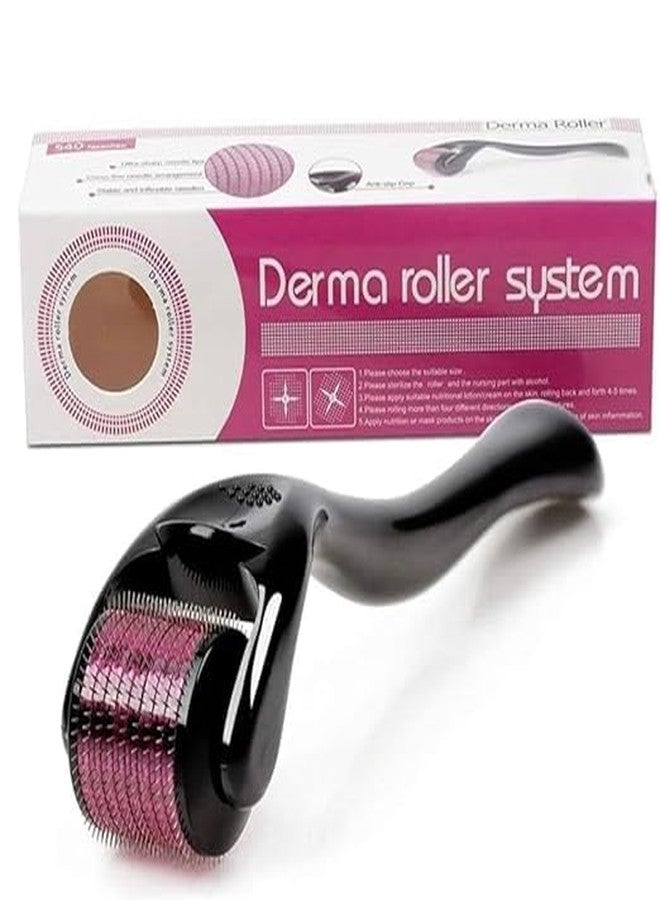 Zekista Derma Roller 0.5mm with 540 Titanium Microneedles for Hair Growth & Skin Care, Beard Growth, Acne Scar Repair, Reusable Facial Microneedling Tool (Black) - Image 1