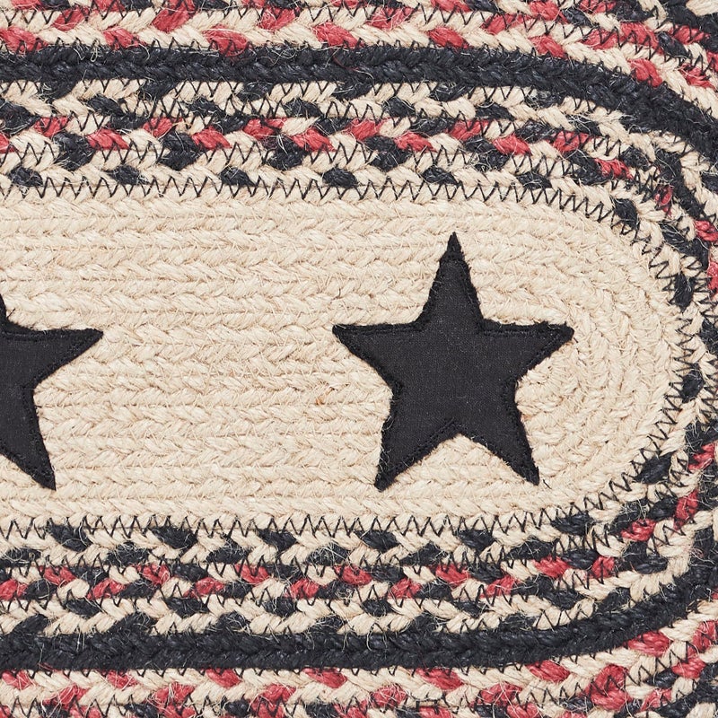 VHC Brands Primitive Colonial Star Table Runner  Tan Black Red  Jute Blend  Oval  13x36 Inches - Image 5