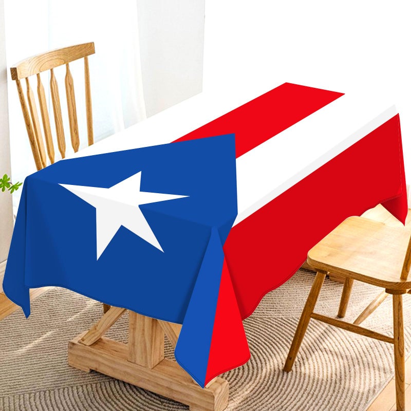Hafangry Puerto Rican Tablecloth Puerto Rico Themed Party Decoration Polyester Kitchen Dining Room Home Rectangular Decor-60Ã—84 inch - Image 1