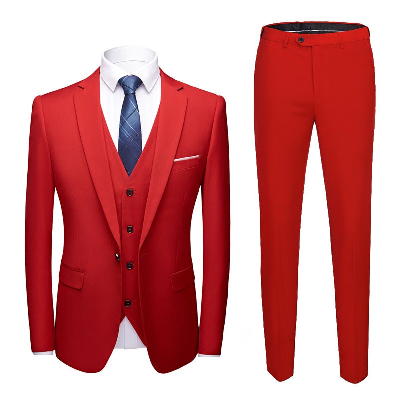 New Solid Color Suit Set Men'S Business Casual Wedding Groom Large Size Suit Set - Image 2