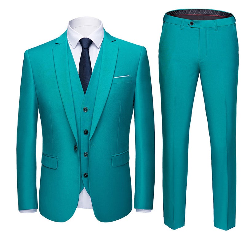 New Solid Color Suit Set Men'S Business Casual Wedding Groom Large Size Suit Set - Image 1