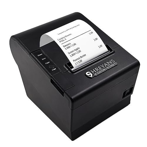 SHREYANS 80mm Thermal Receipt Printer with Auto Cutter,Compatible with ESC/POS/Star Print Commands (USB+Bluetooth) - Image 1