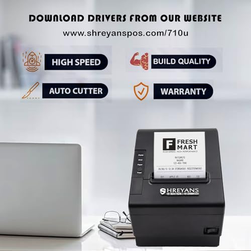 SHREYANS 80mm Thermal Receipt Printer with Auto Cutter,Compatible with ESC/POS/Star Print Commands (USB+Bluetooth) - Image 4