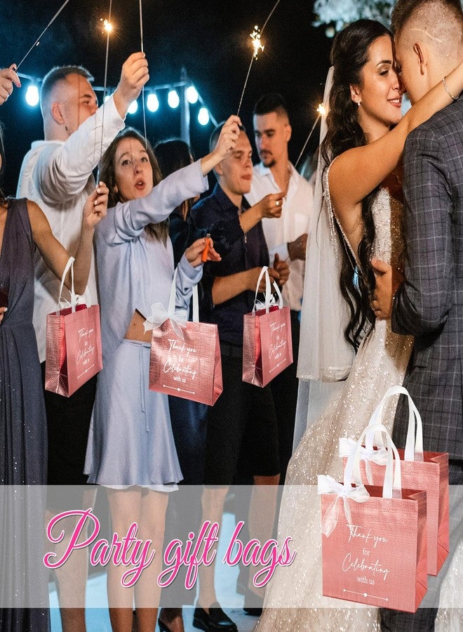 CHENGU 50 Pcs Rose Gold Gifts Bags Reusable Wedding Gifts Bag Thank You for Celebrating with Us Welcome Gift Bag Birthday Glossy Tote Bags with Ribbon for Hotel Guest Bachelorette Party Bridal Shower - Image 5