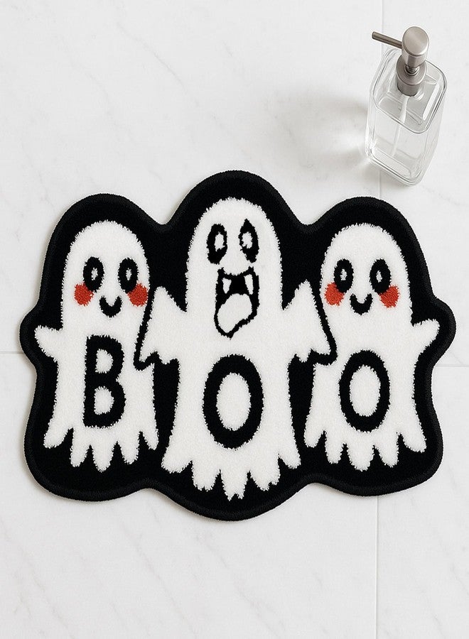 Feblilac Cute Ghost Bathroom Rug Fun Non-Slip Bath Rug, Halloween Washable Microfiber Floor Carpet for Home Halloween Decor - Image 1