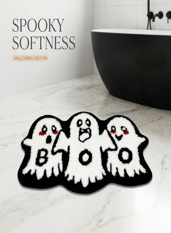 Feblilac Cute Ghost Bathroom Rug Fun Non-Slip Bath Rug, Halloween Washable Microfiber Floor Carpet for Home Halloween Decor - Image 4