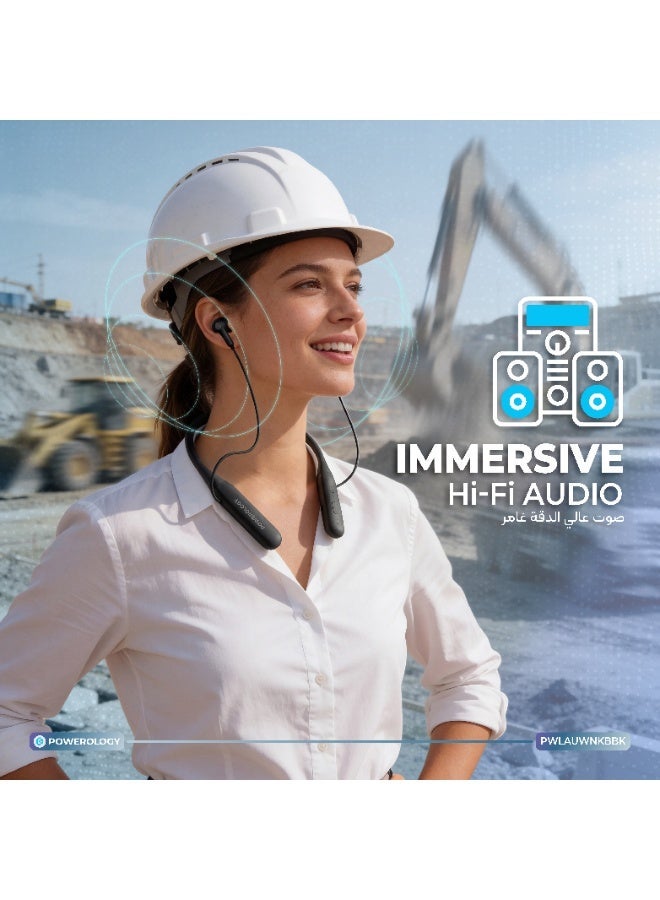 Powerology ToneFlex ENC Neckband Earphones / Wireless Headphones / Handsfree Calling Headphone / Voice Assistant / Crystal Clear Calls / 100H Playtime - Black - Image 5