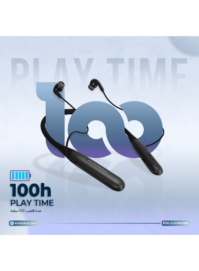 Powerology ToneFlex ENC Neckband Earphones / Wireless Headphones / Handsfree Calling Headphone / Voice Assistant / Crystal Clear Calls / 100H Playtime - Black - Image 3