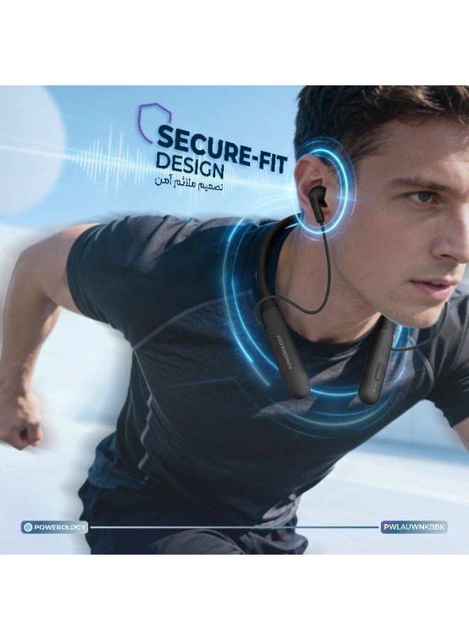 Powerology ToneFlex ENC Neckband Earphones / Wireless Headphones / Handsfree Calling Headphone / Voice Assistant / Crystal Clear Calls / 100H Playtime - Black - Image 4