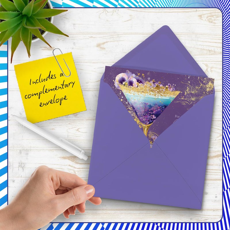 Stuff4 Gold Bestie Birthday Card - Golden Cocktail - Happy Birthday Card for Bestie from Best Friend Family  5.7 Inch Golden Cocktail Bday Greeting Cards - Image 5