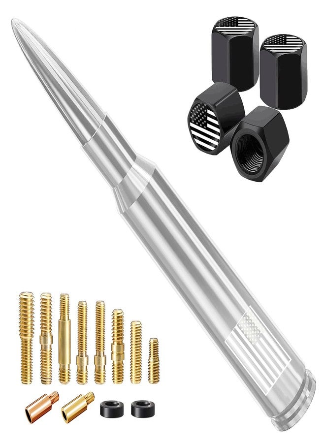 HVSTTPK Car Truck Antenna with Valve Stem Caps, Universal Antenna Mast for GM Chevy Silverado 1500 2500 3500 HD Avalanche Ford F150 F250 F350 Denali Heavy Duty Pickup Jeep Trucks Accessories (Chrome) - Image 1