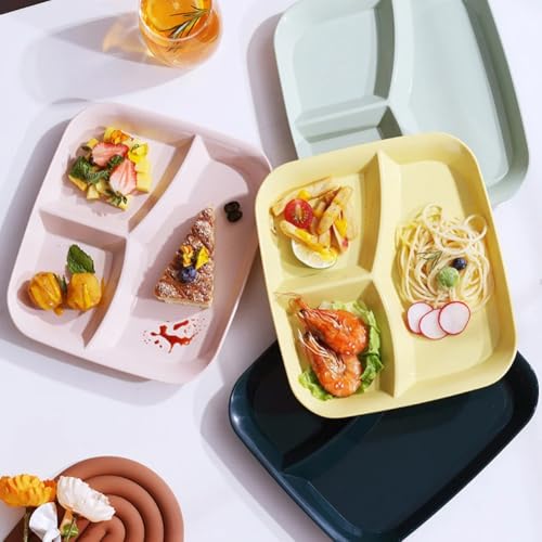 aDai Japanese Style Wheat Straw Fibre Plate, Divided 3-Compartment Square Serving Dish, Microwave & Dishwasher Safe Dinnerware for Lunch, Snacks, Parties (Blue, 2 Pcs) - Image 2