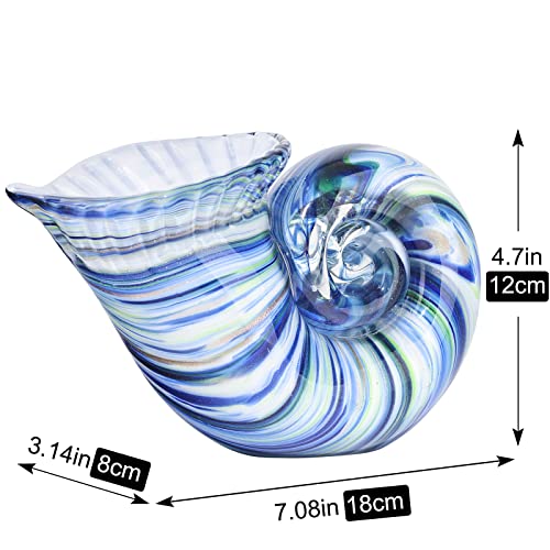 DOVDOV Hand Blown Glass Shell Decoration Art Glass Conch Sculpture Colorful Shell Statue for Room Office Coffee Table Living Room TV Stand Cum Home Decoration - Image 3