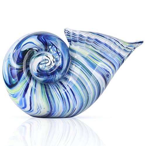 DOVDOV Hand Blown Glass Shell Decoration Art Glass Conch Sculpture Colorful Shell Statue for Room Office Coffee Table Living Room TV Stand Cum Home Decoration - Image 1