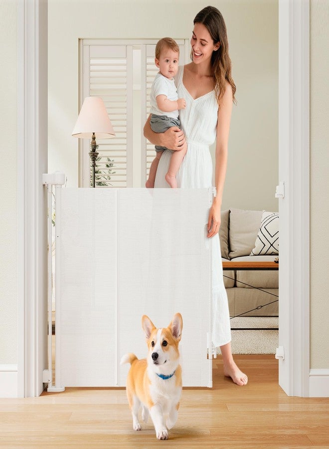 Miumoon One-Hand Operation Retractable Baby Gates, 71 inch Retractable Gate with Reinforced Strip Design to Prevent Crawling Through, 6 FT Retractable Dog Gate for Stairs, Doorways, Hallways - Image 1