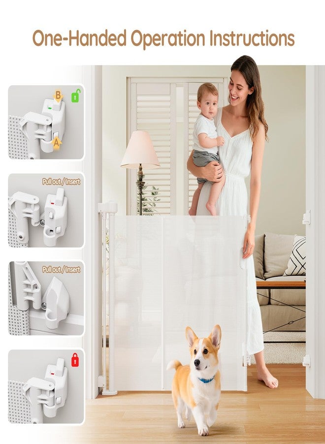 Miumoon One-Hand Operation Retractable Baby Gates, 71 inch Retractable Gate with Reinforced Strip Design to Prevent Crawling Through, 6 FT Retractable Dog Gate for Stairs, Doorways, Hallways - Image 2