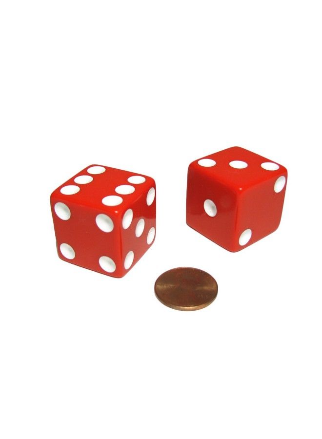 Koplow Games مجموعة من 2 نرد كبير أوباك جومبو D6 25 مم أحمر مع نقاط بيضاء - Image 1