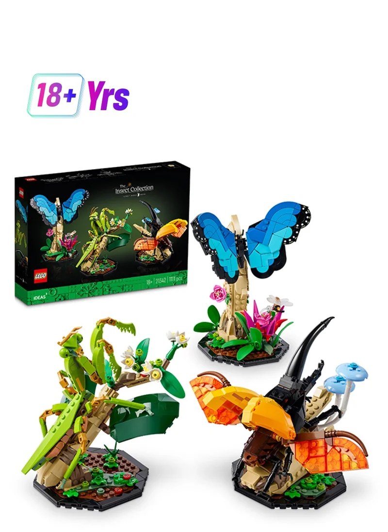 ليغو Ideas The Insect Collection 21342 Collectible Building Set For Adults; Fun Gift For Nature-Lovers, With Life-Size Display Models Of A Blue Morpho Butterfly, Hercules Beetle And Chinese Mantis (1,111 Pieces)