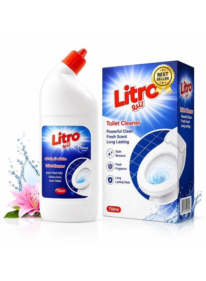 Litro Bathroom Cleaner 750ml – Toilet Cleaner & Disinfectant – Powerful Limescale & Stain Remover with Long Lasting Fresh Fragrance - Image 1