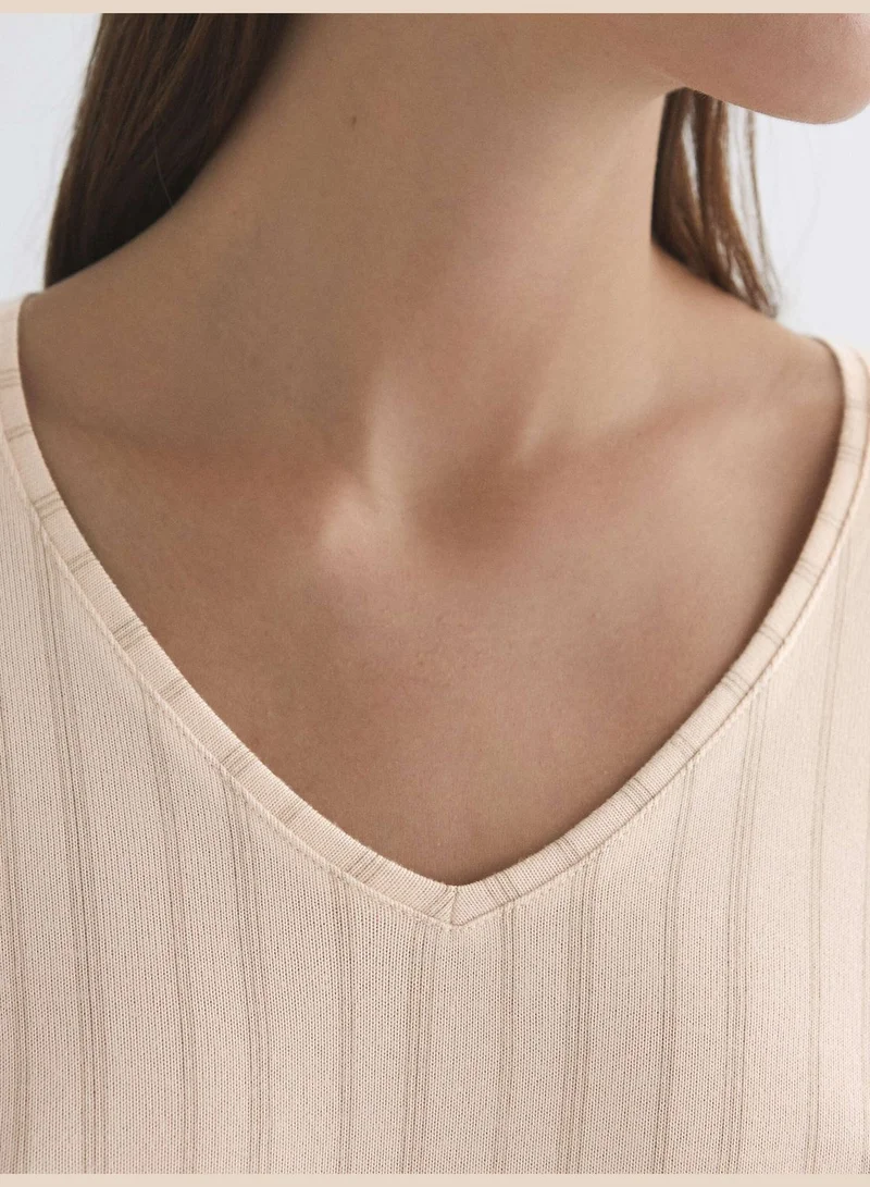 oysho Striped long-sleeved soft touch T-shirt