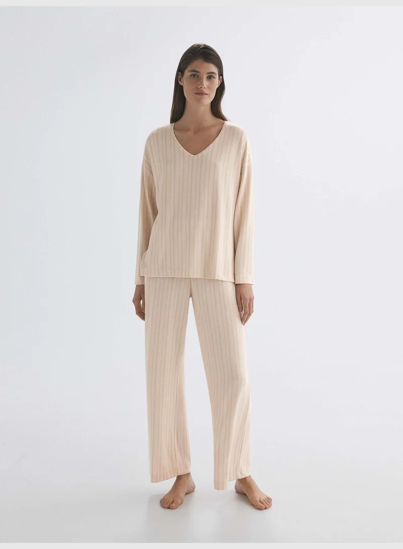 oysho Striped long-sleeved soft touch T-shirt